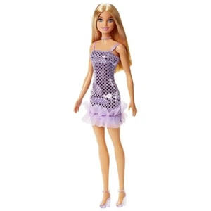 Mattel Barbie GLITZ DOLL Shiny Lavender Purple Polka Dot Dress Blonde - Picture 1 of 8