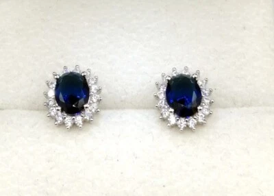 ORECCHINI IN ORO 18 KT , TIT. 750 CON ZAFFIRI E BRILLANTI - Imagen 1 de 4