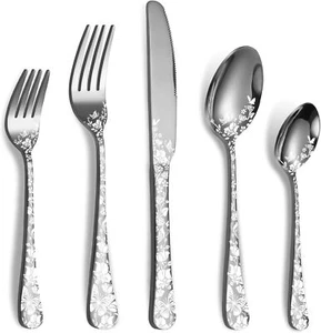 40 Piece Silverware Set, Stainless Steel Flatware Cutlery Set Service for 8 - Picture 1 of 7