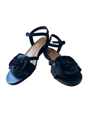 Sandali Clarks Parram Stella neri fiori nabuk punta aperta cinturino alla caviglia misura 8 5