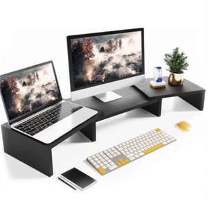 Monitorständer Schreibtischaufsatz Bildschirm Monitorerhöhung Schwarz Weiß - Bild 1 von 18