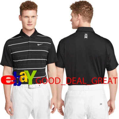 2023 Tiger Woods Striped Golf Polo Shirt DR5318-010 $90 **Pick Size - Image 1 of 4