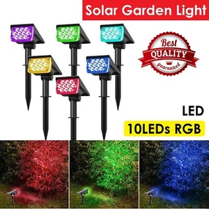 RGB Solar Spot Lights LED Garden Light Outdoor Pathway Lawn Light Lamp Spotlight - Picture 1 of 11