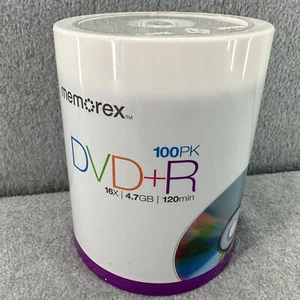 Memorex DVD+R 100 PACK Blank DVD Spindle 16X 4.7 GB 120 min Recordable SEALED - Picture 1 of 6