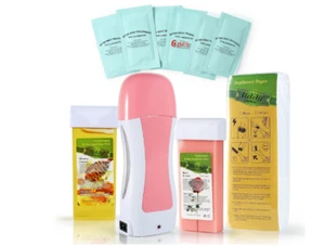 Kit de depilación para mujeres después de la cera enrollable piel sensible rosa miel depilación casera - Imagen 1 de 8