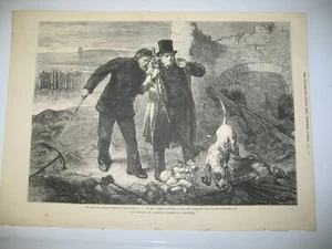 1874 Dog Rescue by Charles Robinson Wood Antique Etching Plate Engraving PRINT - Picture 1 of 4