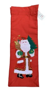 House of Hatten Vintage NEW Wine Gift Bag Red with Appliqued SANTA CLAUS - Picture 1 of 9