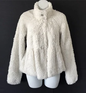 $495 REBECCA TAYLOR Ivory Fuzzy Faux Fur JACKET * XS - S ~ SOFT & CUDDLY!! - Picture 1 of 9