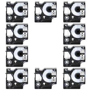 10PK 1/4" Black on White Label Tape 43613 For DYMO D1 LabelWriter 450 DUO - Picture 1 of 12