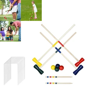 Croquet-Spiel Krocket Set Croquet Holz Gartenspiel Spiel Holzspielzeug Outdoor - Bild 1 von 12