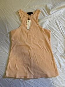 SANCTUARY Made You Look Stretch Organic Cotton Rib Tank - Size XXL Peach Pink - Bild 1 von 5