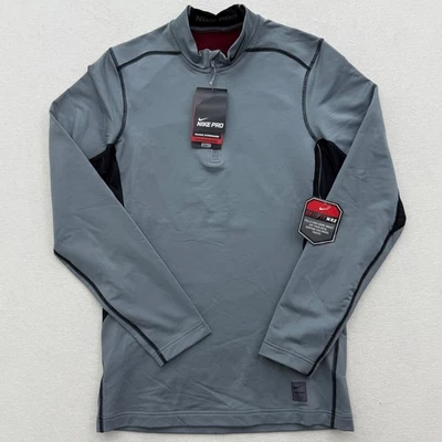 Nike Pro Dri FIT Max Men's S Small Fitted Long Sleeve Compression Shirt Gray - Image 1 of 4