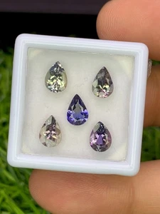 Natural Unheated Bi Color Tanzanite Lot 3.57 Carat Pear Shape Faceted Gem Lot - Picture 1 of 5