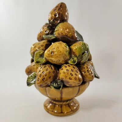 Mid Century Apco Green And Yellow Strawberry Fruit Bowl Topiary RARE!! - Image 1 of 4