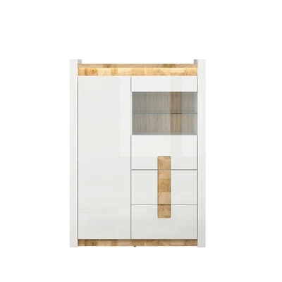Highboardvitrine - weiß Hochglanz - LED-Beleuchtung - 102 cm breit Anrichte - Bild 1 von 4