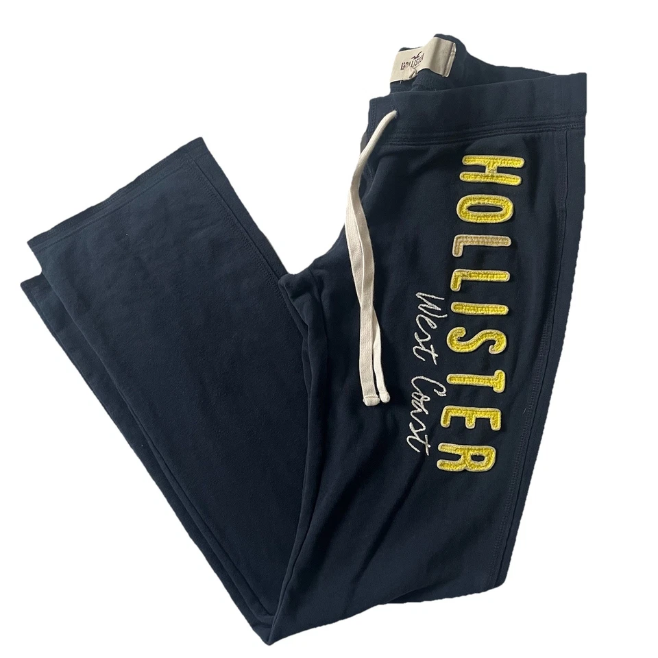 复古 Y2K Hollister 运动裤 SZ M 蓝色标志拼色西海岸购物中心学院风 — 第 1/4 张图片