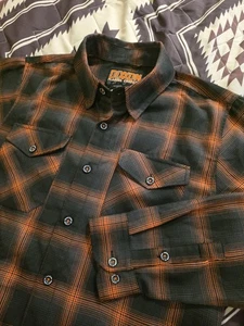 Dixxon Flannel Company Revzilla Open It Up Orange & Black Plaid Mens Size Small - Picture 1 of 10