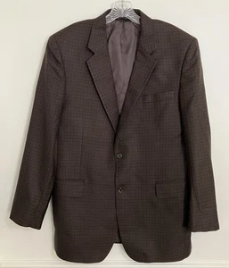 Abrigo Blazer Deportivo Para Hombre JOS A BANK Dos Botones Marrón Negro A Cuadros Lana Seda 42L - Imagen 1 de 6