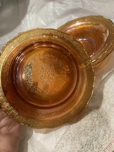 Vintage Marigold Federal Glass Iridescent Normandie Dessert/Fruit Bowls Set of 3 - Picture 1 of 7