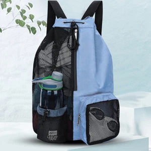 Mesh Drawstring Backpack Mesh Swim Bag Swimming Sports Bag for Swimming Gym - Picture 1 of 8