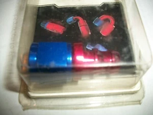 PRO HEADER REUSABLE SWIVEL HOSE STRAIGHT END,AN-8, POLISHED, RED & BLUE FITTING - Picture 1 of 5