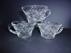 Set of 3 Punch Bowl Cups - Anchor Hocking - Prescut - Clear ~ Star of David #3 - Picture 1 of 6