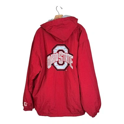 Jaqueta vermelha Ohio State Buckeyes vintage tamanho G iniciante com zíper logotipos bordados vintage - Imagem 1 de 4