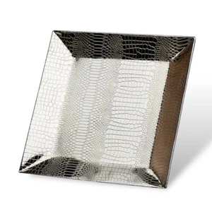 NWT GODINGER Square Silver Tray Snape Pattern Fine Stainless Steel Minimalist - Picture 1 of 10