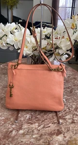 New Fossil Julia Peach Leather Crossbody Bag, $148 - Picture 1 of 12