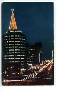 Hollywood, California Vine Street Weihnachten Nacht Capitol Records Postkarte - Bild 1 von 2
