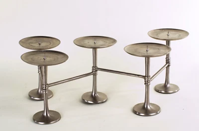 Centro de mesa Pottery Barn extensible 5 brazos candelabro peltre, etiqueta adjunta Foto 1 de 4