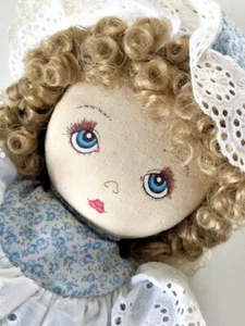 Dolls by Pauline BJONNESS JACOBSEN Vintage Cloth Rag Doll painted face 1980's - Bild 1 von 14