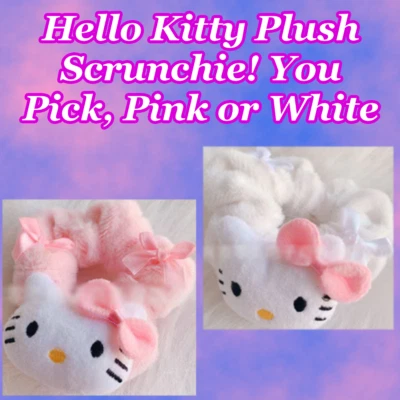 Pinzas para el cabello de felpa Sanrio Hello Kitty moño tú eliges rosa o blanco Foto 1 de 4