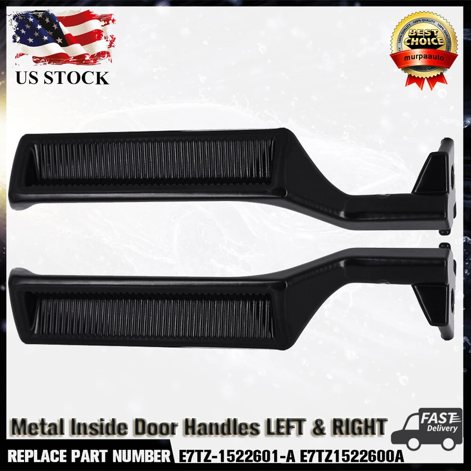 Juego de manijas de puerta interiores de metal par LH RH negro para 87-96 F150 F250 F350 Bronco Foto 1 de 4