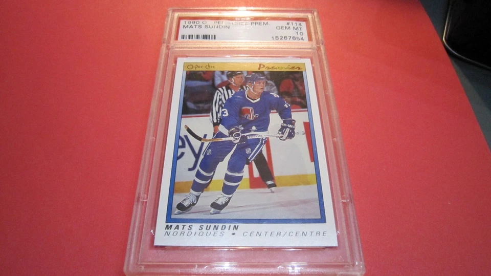 NHL 1990 OPC O-PEE-CHEE PREMIER #114 MATS SUNDIN ROOKIE RC HOF PSA 10 GEM MINT - Image 1 of 4