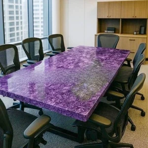 Natural Amethyst Stone Table Top - Purple Crystal Slab Dining Table - Home Decor - Picture 1 of 9