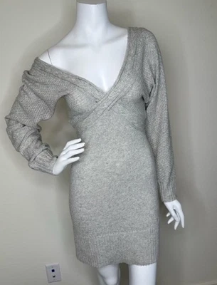 VESTIDO SUÉTER BEBE GRIS MINI VESTIDO ESCOTE HUNDIDO TALLA S Foto 1 de 4