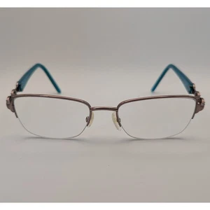 Women’s Eyeglasses Frames Rose Gold Teal Semi-Rimless Rhinestone Accent Medium - Picture 1 of 3