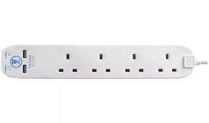 Masterplug 4 Prese 2m 2 USB Cavo di Prolunga Protetto da Sovratensioni... - Foto 1 di 6