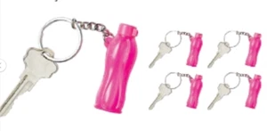 Tupperware 5 x Key Rings Pink Sports Eco Bottle Collectible Keychains New - Picture 1 of 2