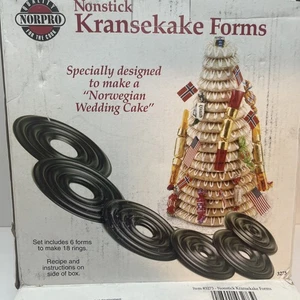Kransekake Forms Norwegian Wedding Cake Norpro Nonstick set of 6/makes 18 rings - Picture 1 of 7