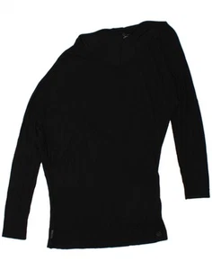 ARMANI JEANS Womens Asymmetric Top 3/4 Sleeve UK 12 Medium Black CD10 - Picture 1 of 3