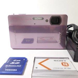 SONY Cyber Shot DSC-TX5 Pink Digital Camera w/Battery Charger SD card Japanese - Picture 1 of 22