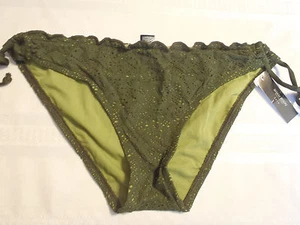 Bisou Bisou S Army Olive Green Swimsuit Panty Keyhole Sides Tie Swim NWT - Picture 1 of 2