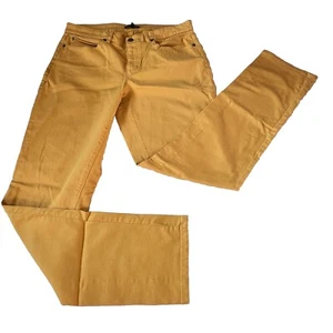 Eileen Fisher kanariengelb mittelhoher Bund gerades Bein schmale Passform Bio-Baumwolle Größe 8 - Bild 1 von 13