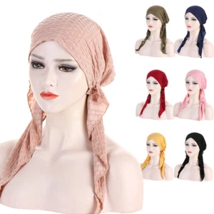 Mujeres Musulmanas Bandana Pre-Atado Cabeza Envoltura Gorro Sombrero Islámico Envoltura para la Cabeza Gorras de Quimioterapia - Imagen 1 de 23