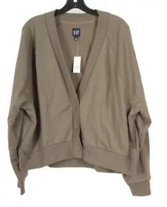 Gap Women’s Sweater XL Brown Cardigan Long Sleeve Knit Three Button V Neck - Picture 1 of 6
