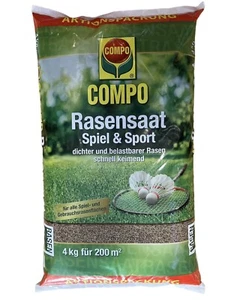 Compo Rasensamen Sportrasen Spiel und Sport 200 m² Rasensaat 4 kg - NEU - Bild 1 von 1