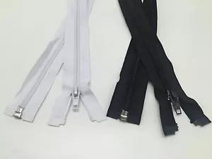 LONG LENGTH NYLON ZIP OPEN ENDED, BLACK/WHITE COLOUR 107, 122, 152CM AND MORE - Picture 1 of 1