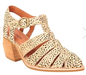Jeffrey Campbell Anthropologie Angora Calf Hair Sandal Heels Cheetah Womens Sz 8 - Picture 1 of 10